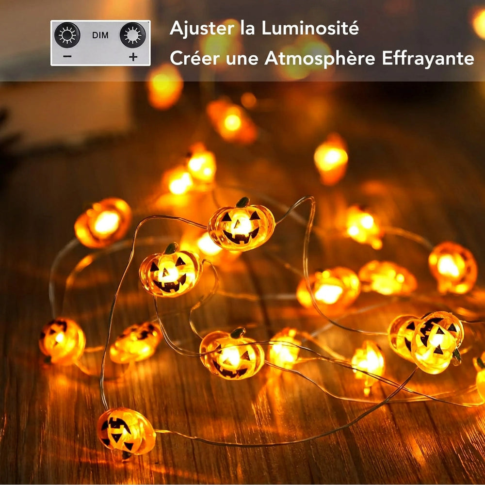 Orange Pumpkin Halloween Lights Outdoor, 40 LED 13.12 Ft Battery