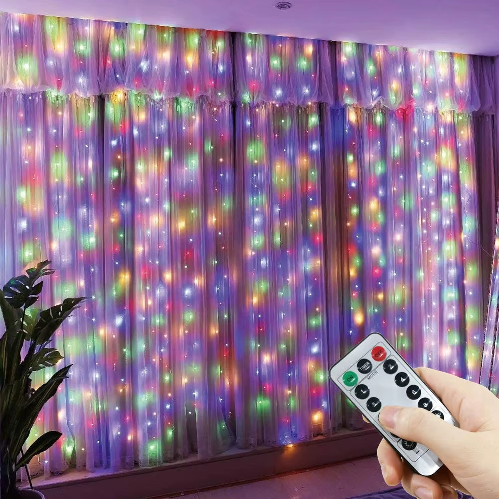 Holiday Decor Party Birthday Decoration LED 8 Mode Christmas Light USB Curtain String Light Garland Wedding Fairy Light Navidad
