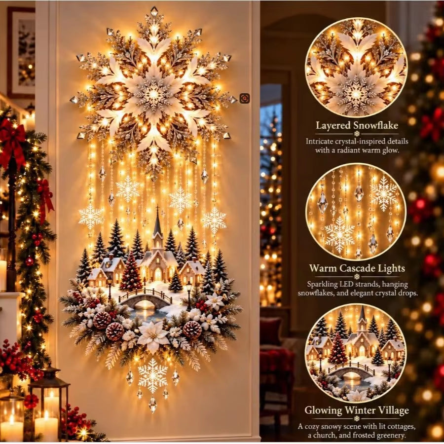 Décoration murale de Noël lumineuse — étoile de Bethléem et crèche