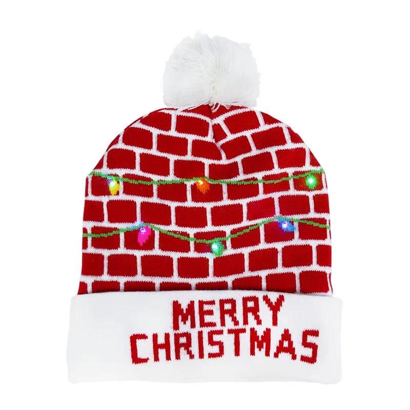 LED Christmas Hat Sweater Knitted Beanie Christmas Light up Knitted Hat Christmas Gift for Kids Xmas 2026 New Year Decorations