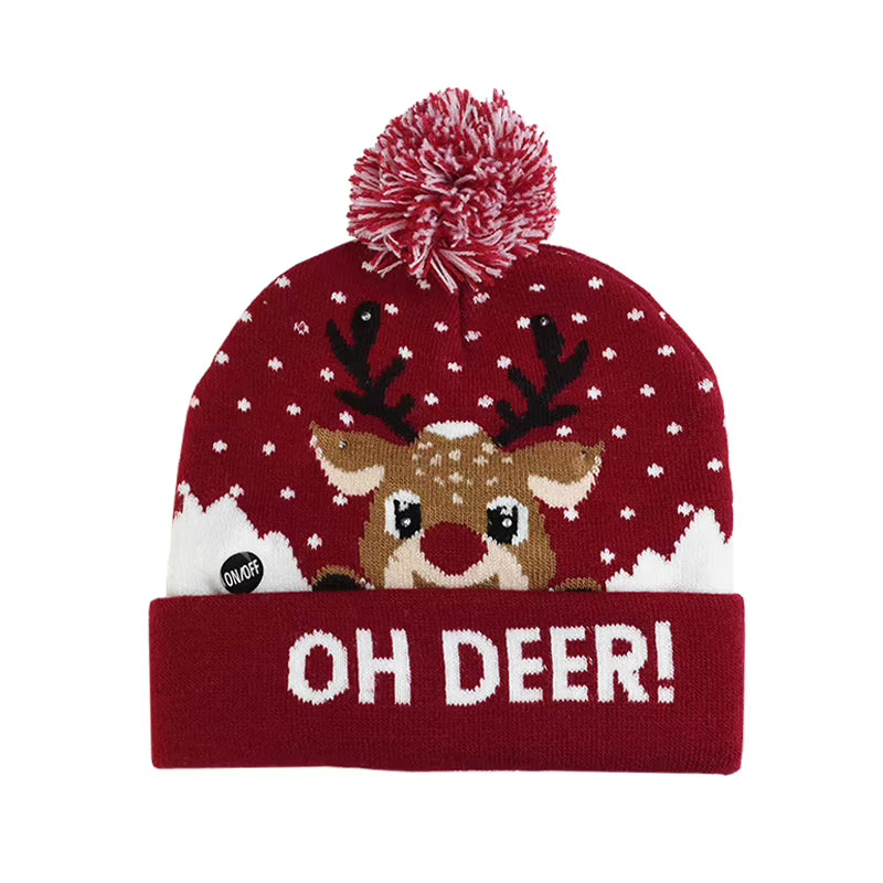 LED Christmas Hat Sweater Knitted Beanie Christmas Light up Knitted Hat Christmas Gift for Kids Xmas 2026 New Year Decorations