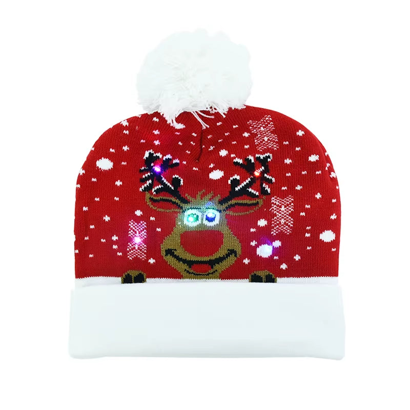 LED Christmas Hat Sweater Knitted Beanie Christmas Light up Knitted Hat Christmas Gift for Kids Xmas 2026 New Year Decorations