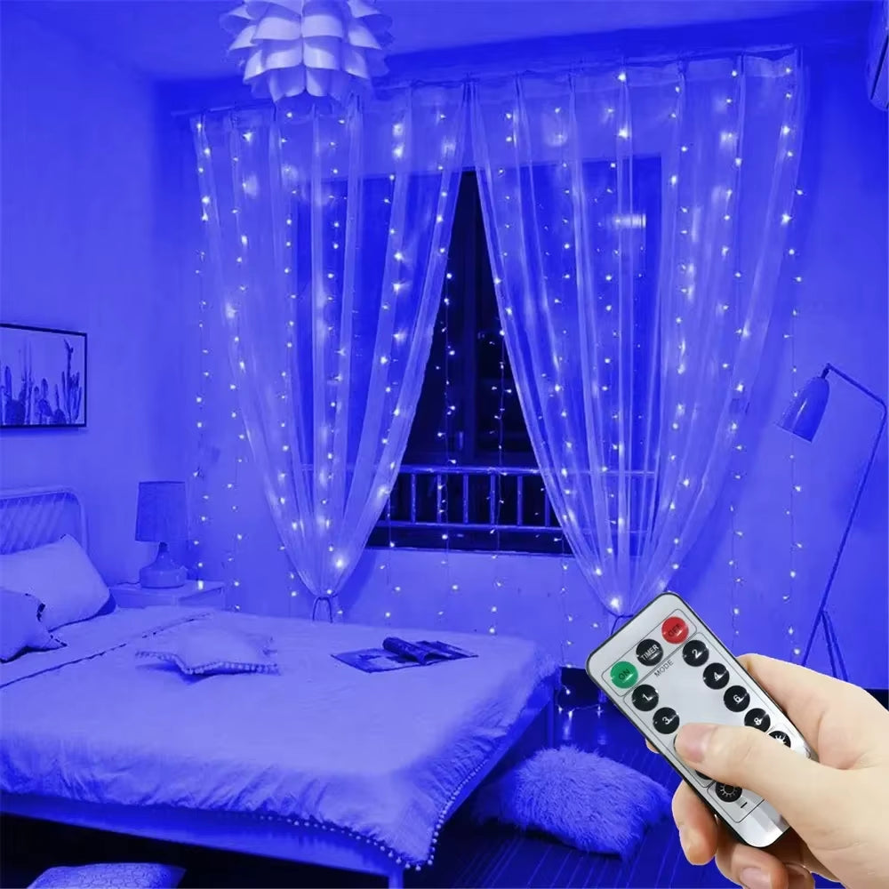 Holiday Decor Party Birthday Decoration LED 8 Mode Christmas Light USB Curtain String Light Garland Wedding Fairy Light Navidad