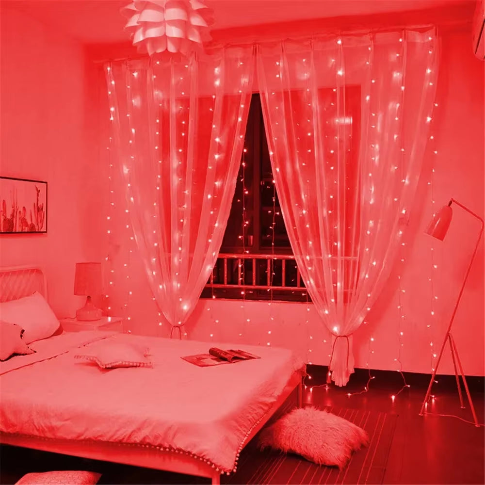 Holiday Decor Party Birthday Decoration LED 8 Mode Christmas Light USB Curtain String Light Garland Wedding Fairy Light Navidad