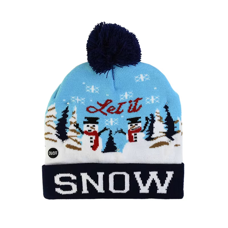 LED Christmas Hat Sweater Knitted Beanie Christmas Light up Knitted Hat Christmas Gift for Kids Xmas 2026 New Year Decorations