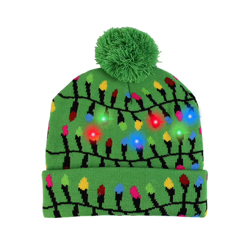 LED Christmas Hat Sweater Knitted Beanie Christmas Light up Knitted Hat Christmas Gift for Kids Xmas 2026 New Year Decorations