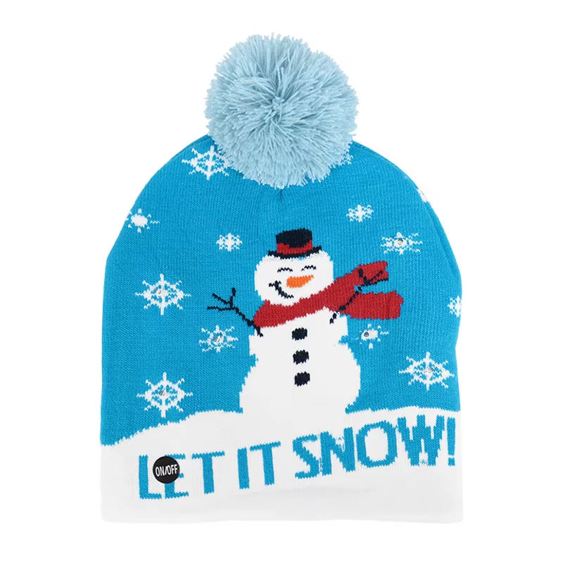 LED Christmas Hat Sweater Knitted Beanie Christmas Light up Knitted Hat Christmas Gift for Kids Xmas 2026 New Year Decorations