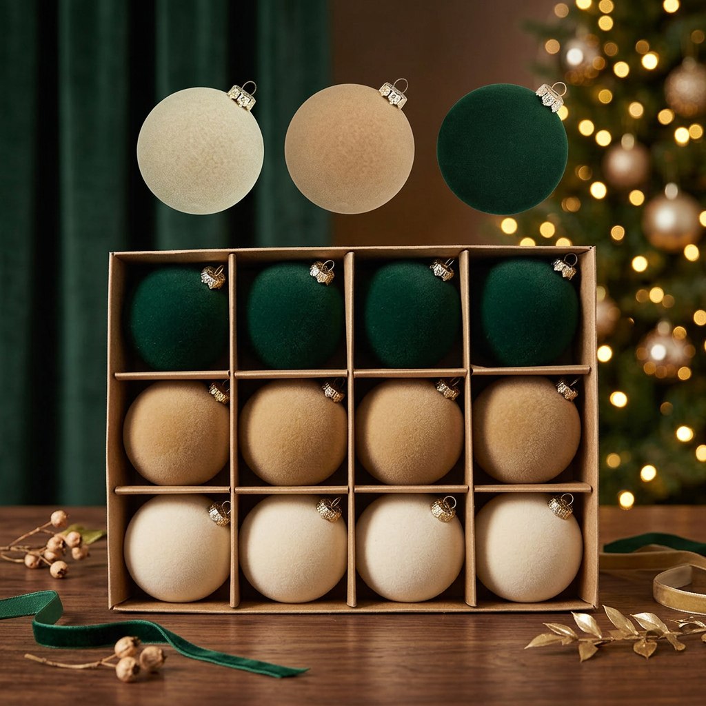 Boules de Noël en velours à suspendre