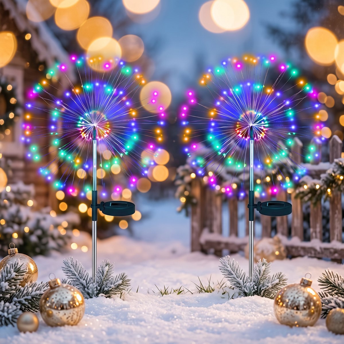 Lampe solaire de jardin LED – Effet feu d’artifice