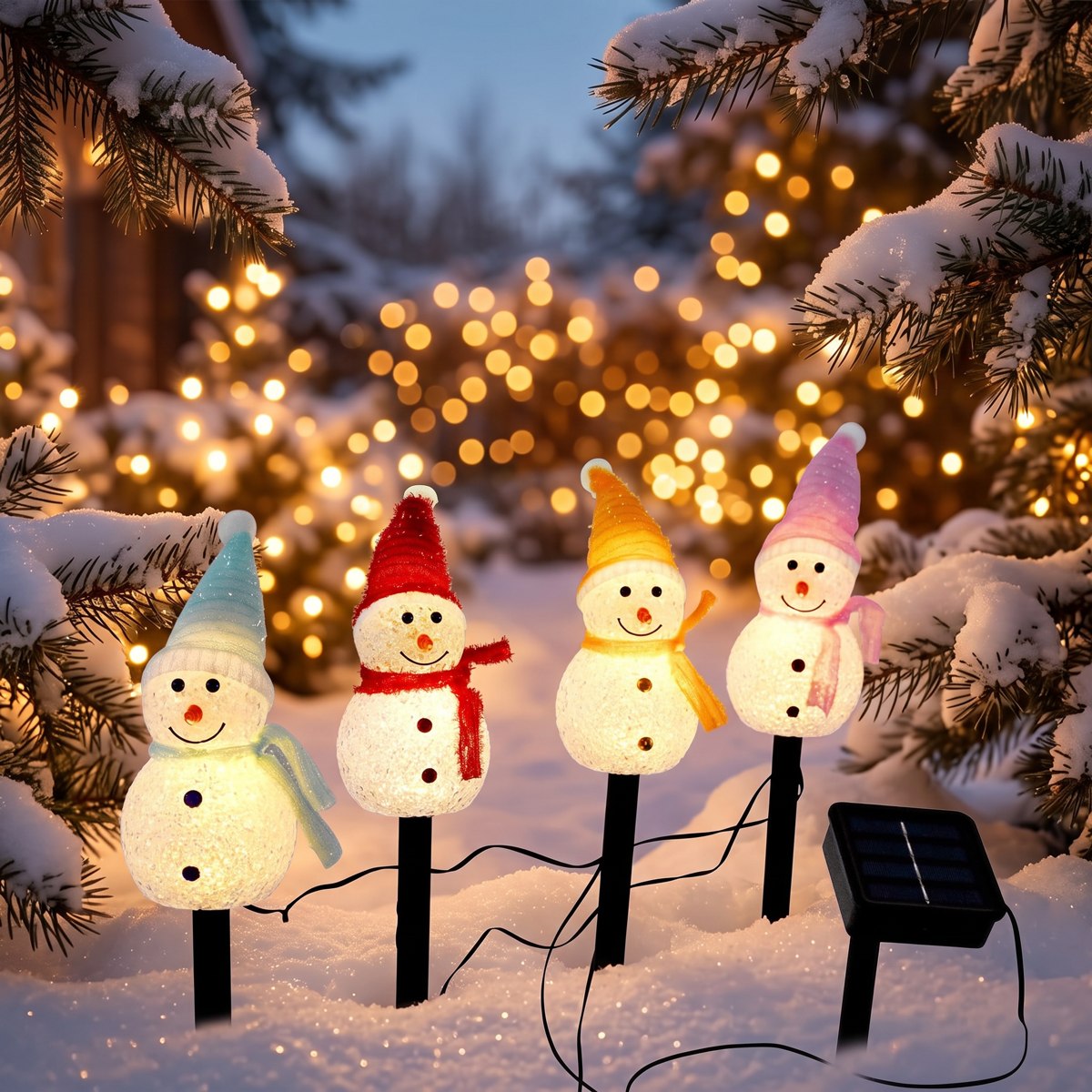 Piquets solaires de Noël – Bonhommes de neige